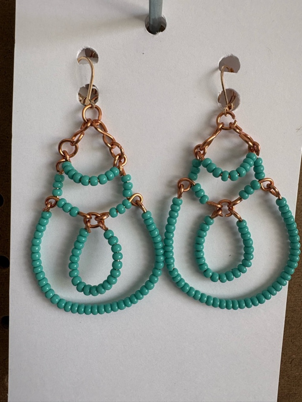 Handcrafted Turquoise Beaded Teardrop Earrings - Women Jewelry